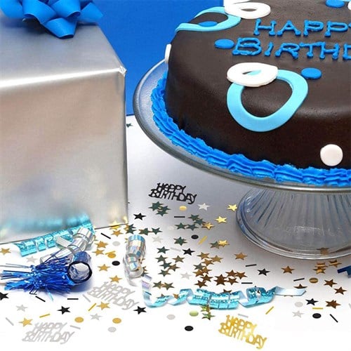 Gümüş Renkli Happy Birthday Masa Konfetisi