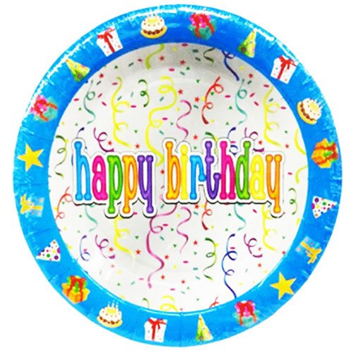 Happy Birthday Mavili Tabak 8 Adet