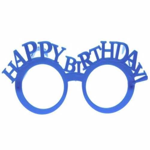 Mavi Renkli Happy Birthday Yazılı Parti Gözlük 