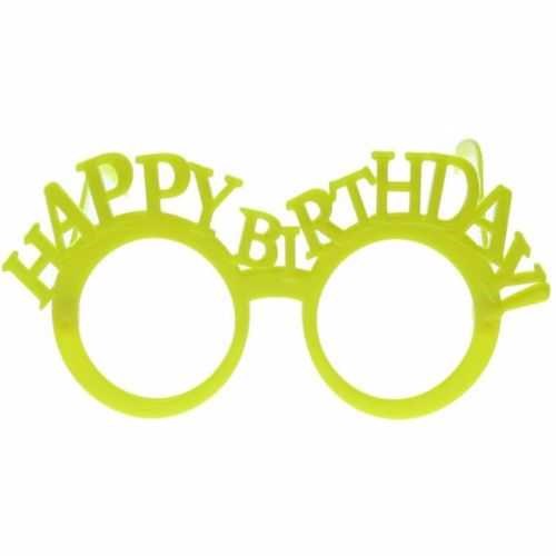 Sarı Renkli Happy Birthday Yazılı Parti Gözlük 