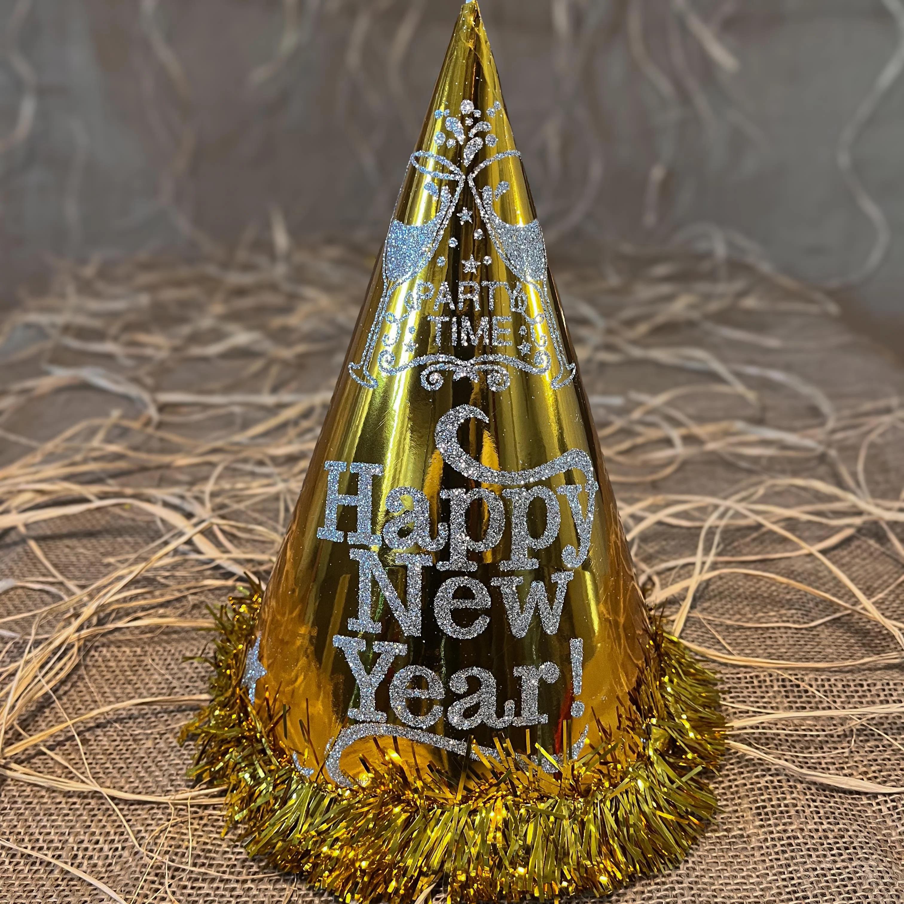 Şapka ve MaskeHappy New Year Sarı Şapka