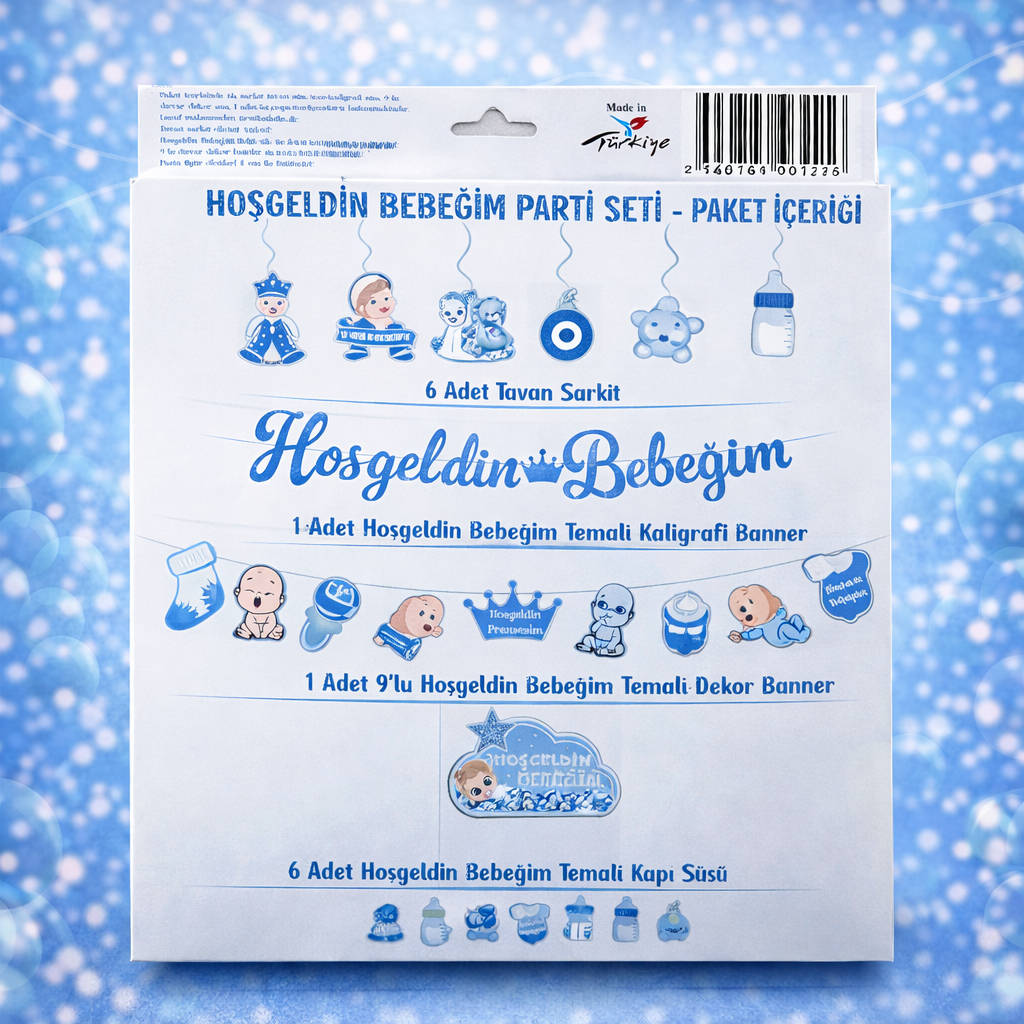 Hoşgeldin Bebeğim Mavi Doğum Günü Seti