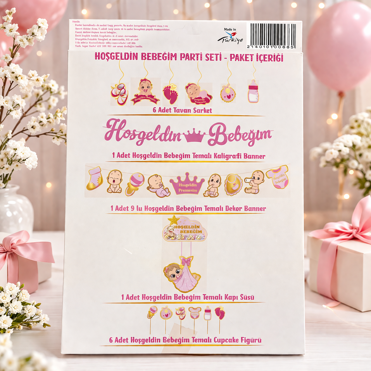 Hoşgeldin Bebeğim Pembe Doğum Günü Seti