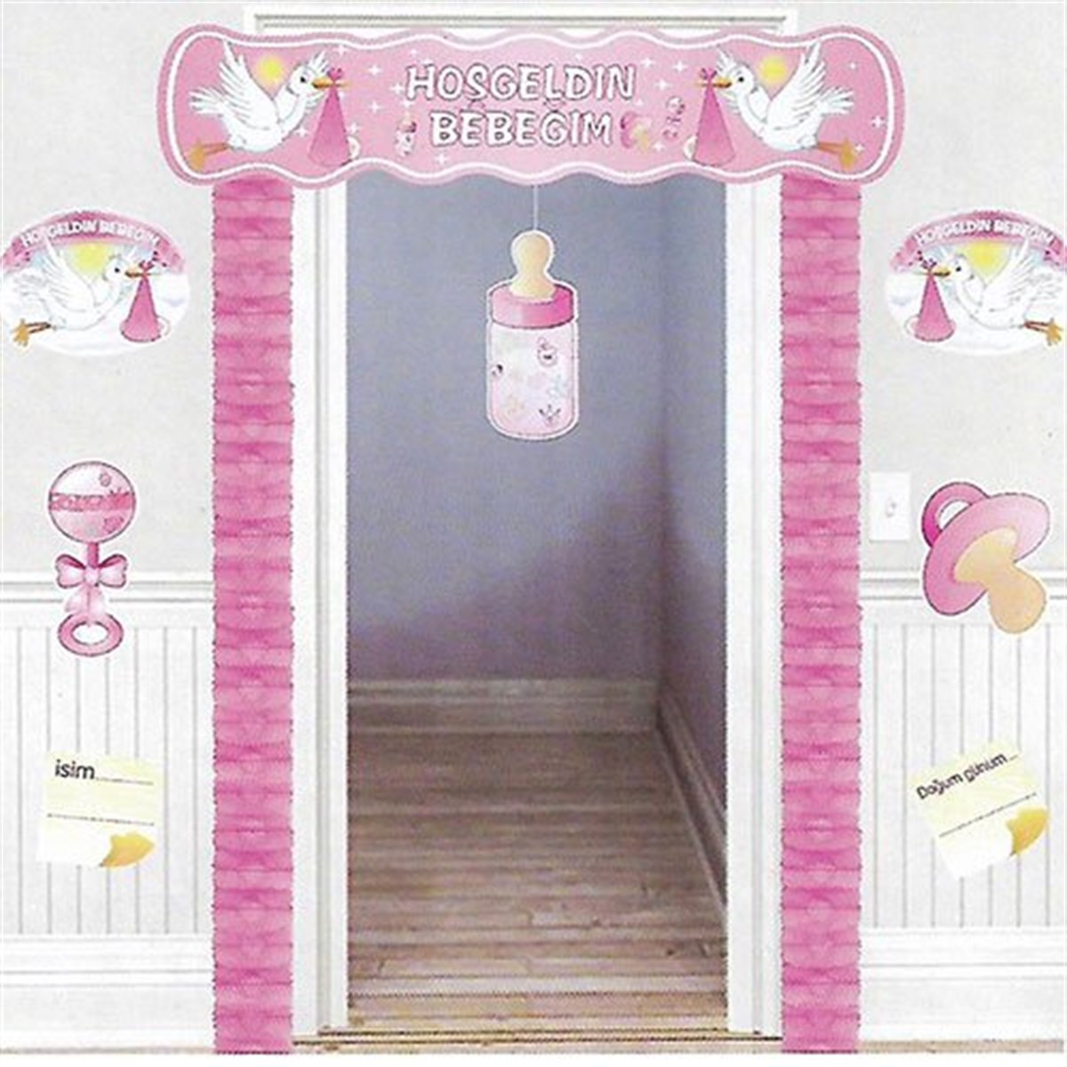 Hoşgeldin Bebeğim Pembe Kapı Banner