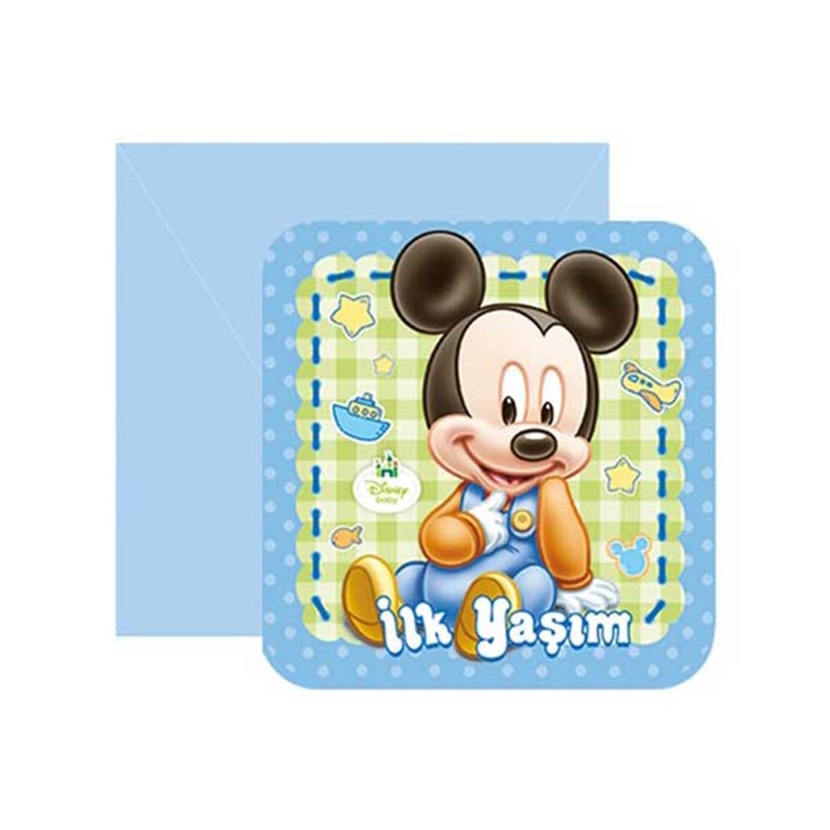 İlk Yaşım Baby Mickey Mouse Davetiye 6 Adet