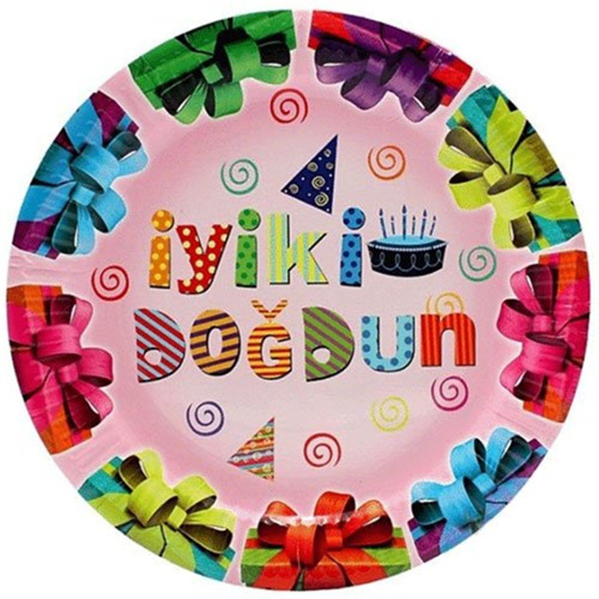 İyiki Doğdun Pembe Karton Tabak 8 Adet