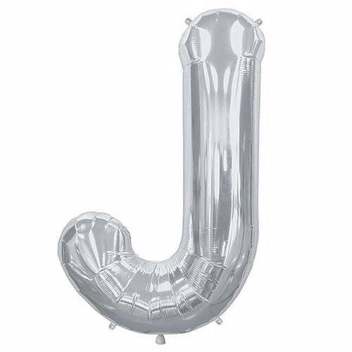 Gümüş Renk 76 cm J Harf Folyo Balon Gümüş 76 cm