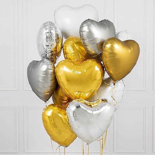 Gümüş Kalp Folyo Balon 45 Cm