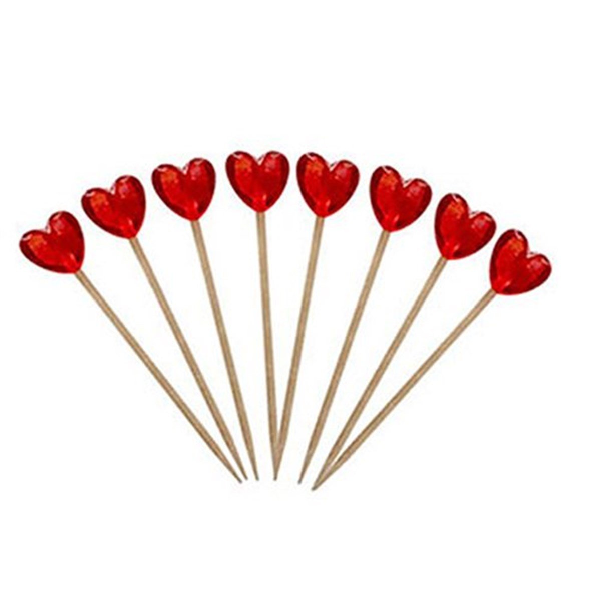 Kırmızı Kalp Kürdan Süs 10 Adet