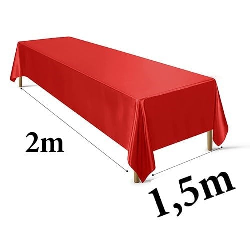 Kırmızı Renkli Saten Masa Örtüsü