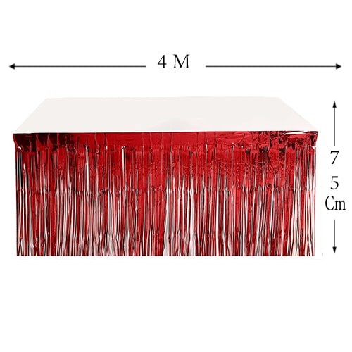 Kırmızı Saçaklı Masa Eteği
