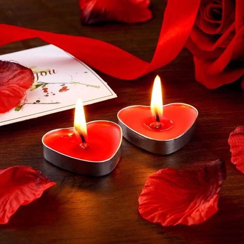 Kırmızı Kalp Tealight Mum 50 Adet