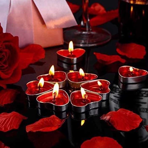 Kırmızı Kalp Tealight Mum 50 Adet