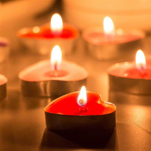 Kırmızı Kalp Tealight Mum 50 Adet