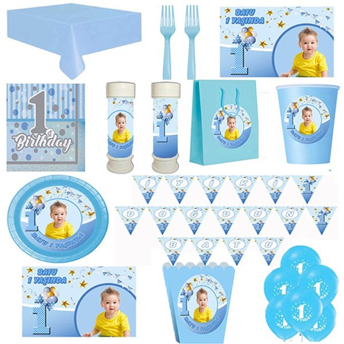 Kişiye Özel 1 Yaş Erkek 24 Kişilik Parti Seti