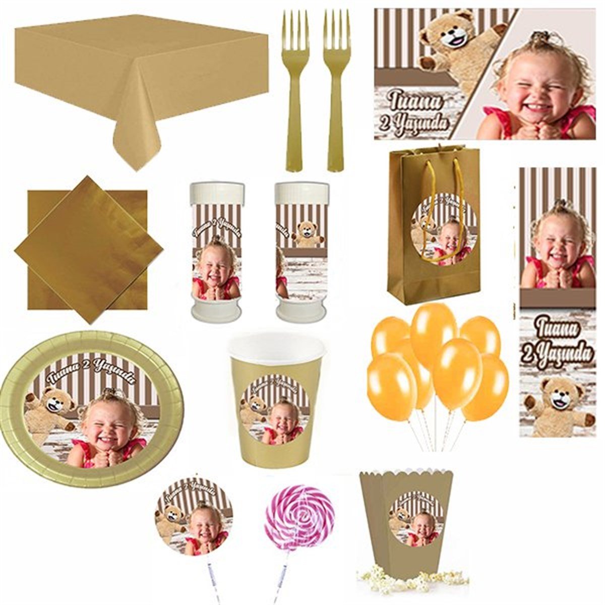 Kişiye Özel Ayıcık 16 Kişilik Parti Seti