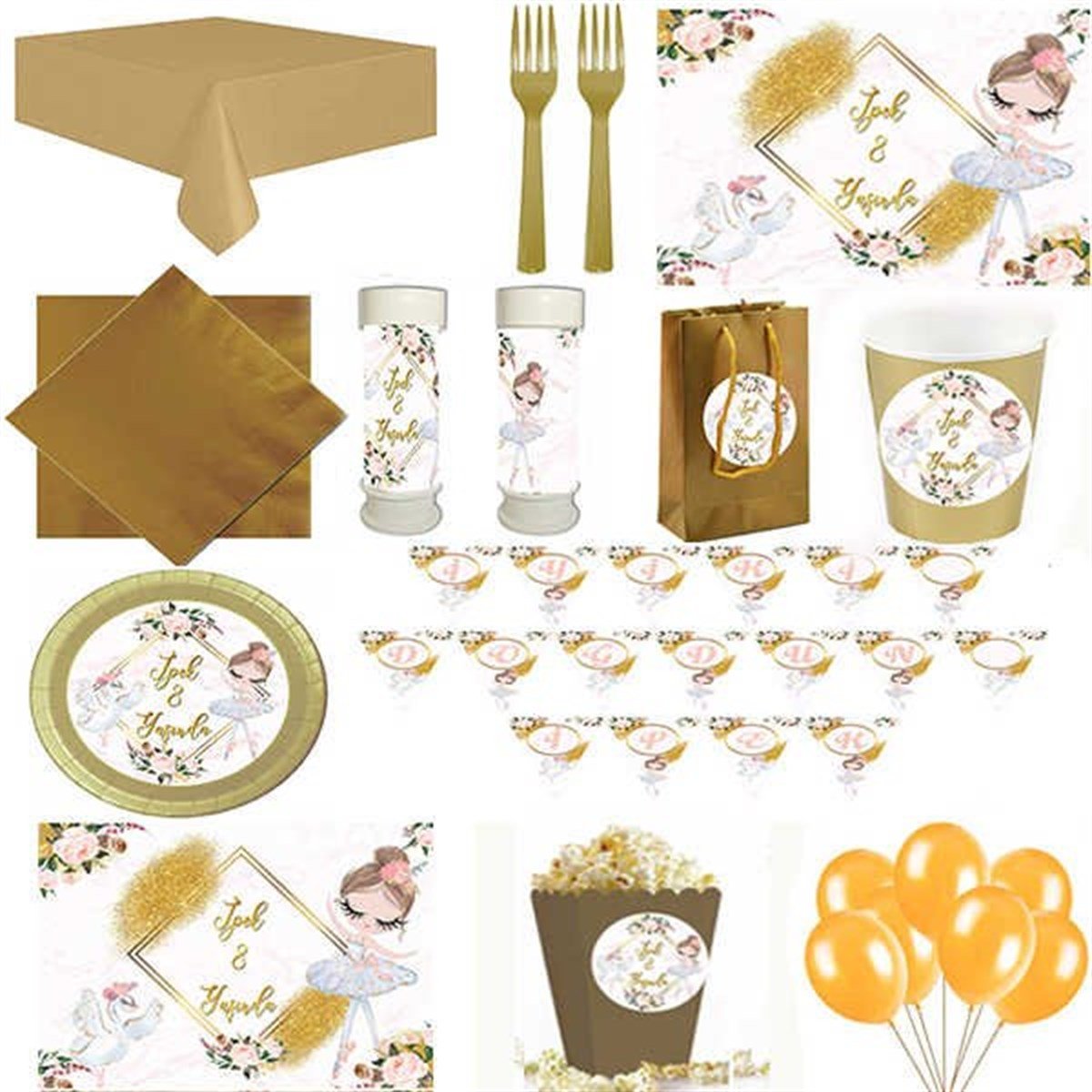 Kişiye Özel Balerin 24 Kişilik Parti Seti