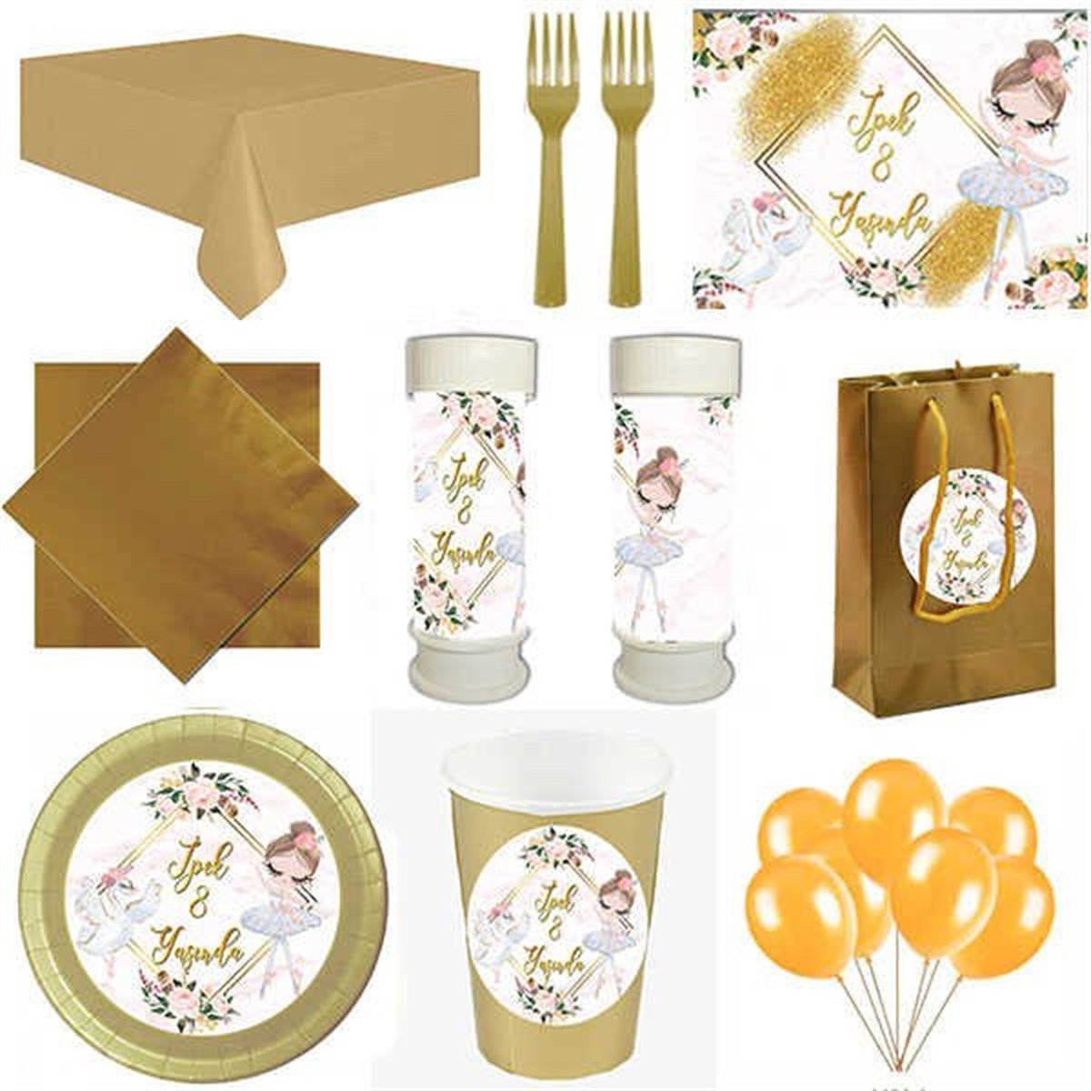 Kişiye Özel Balerin 8 Kişilik Parti Seti