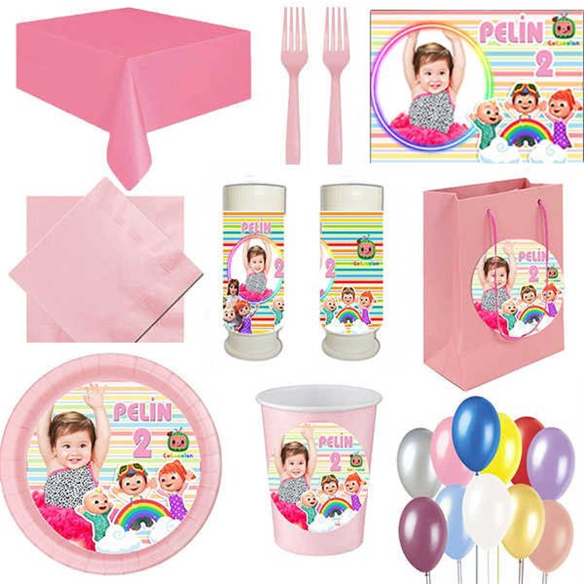 Kişiye Özel Cocomelon 8 Kişilik Parti Seti