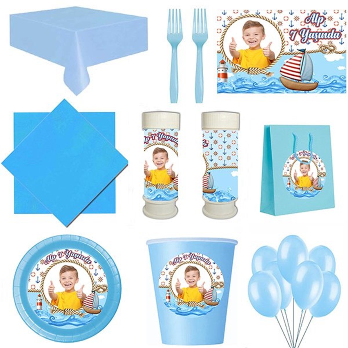 Kişiye Özel Denizci 8 Kişilik Parti Seti