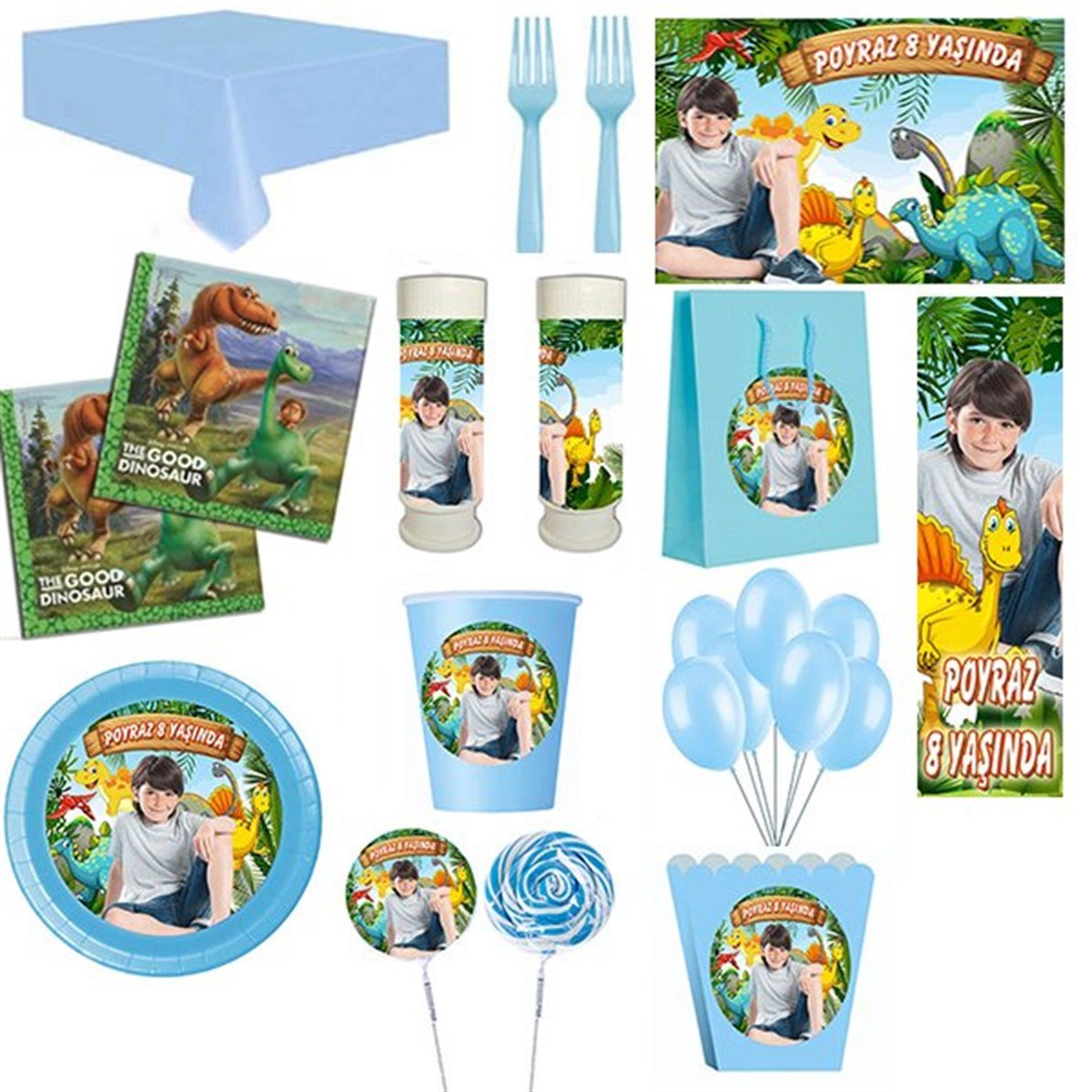 Kişiye Özel Dinozor 16 Kişilik Parti Seti