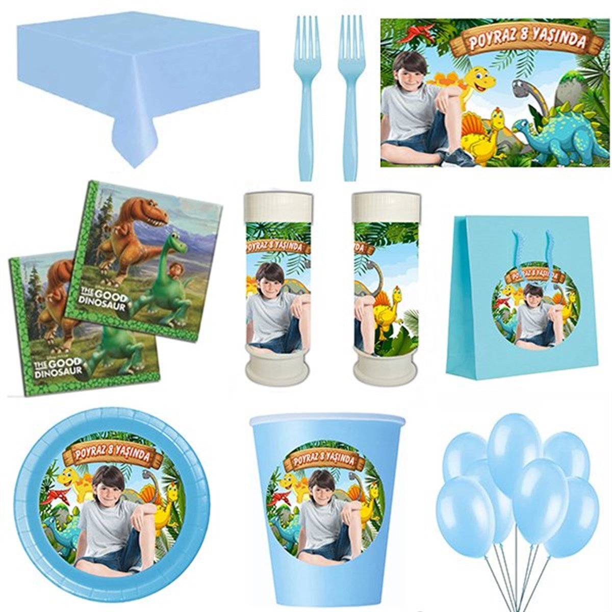Kişiye Özel Dinozor 8 Kişilik Parti Seti