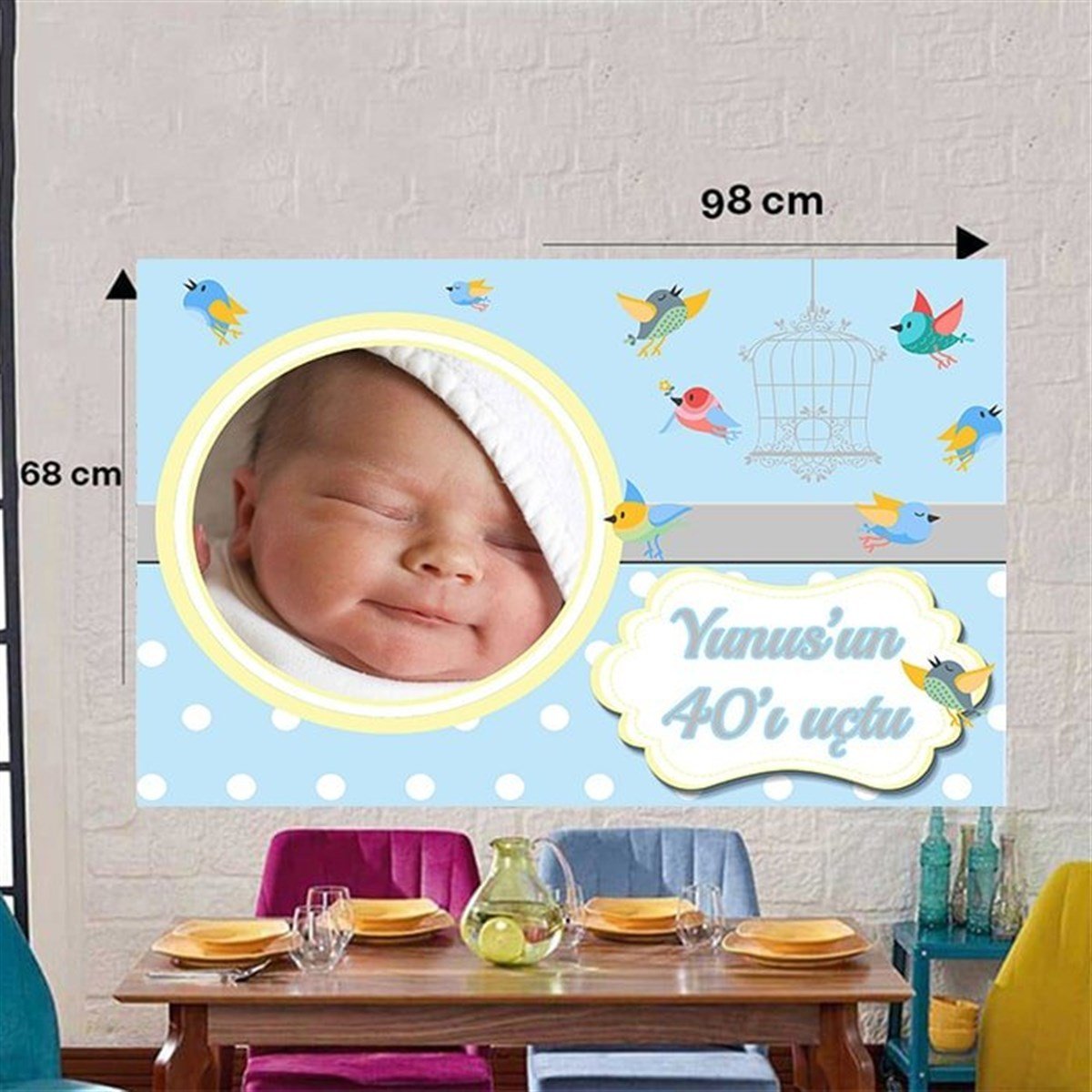 Kişiye Özel Erkek 40 Uçurma Partisi Duvar Panosu