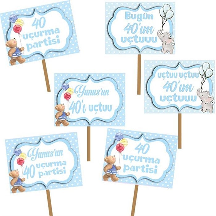 Kişiye Özel Erkek 40 Uçurma Partisi Konuşma Balonu 6 Adet