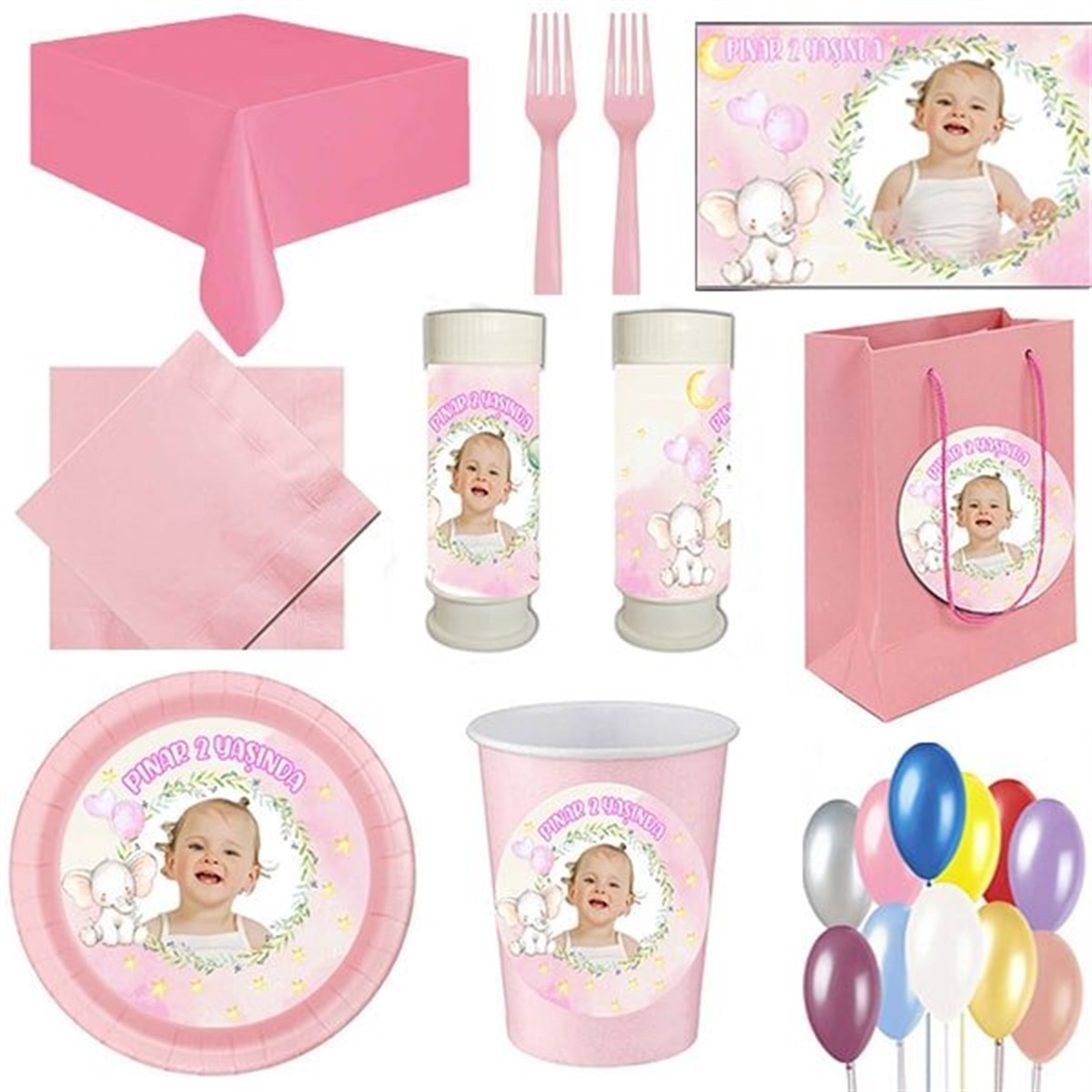 Kişiye Özel Fil 8 Kişilik Parti Seti