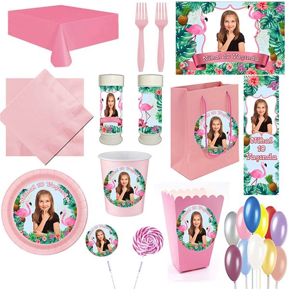 Kişiye Özel Flamingo 16 Kişilik Parti Seti