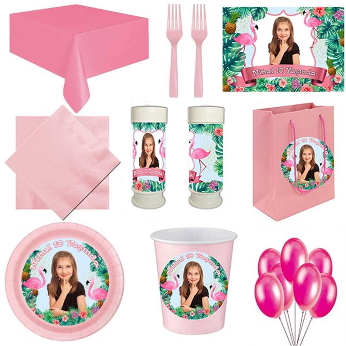 Kişiye Özel Flamingo 8 Kişilik Parti Seti