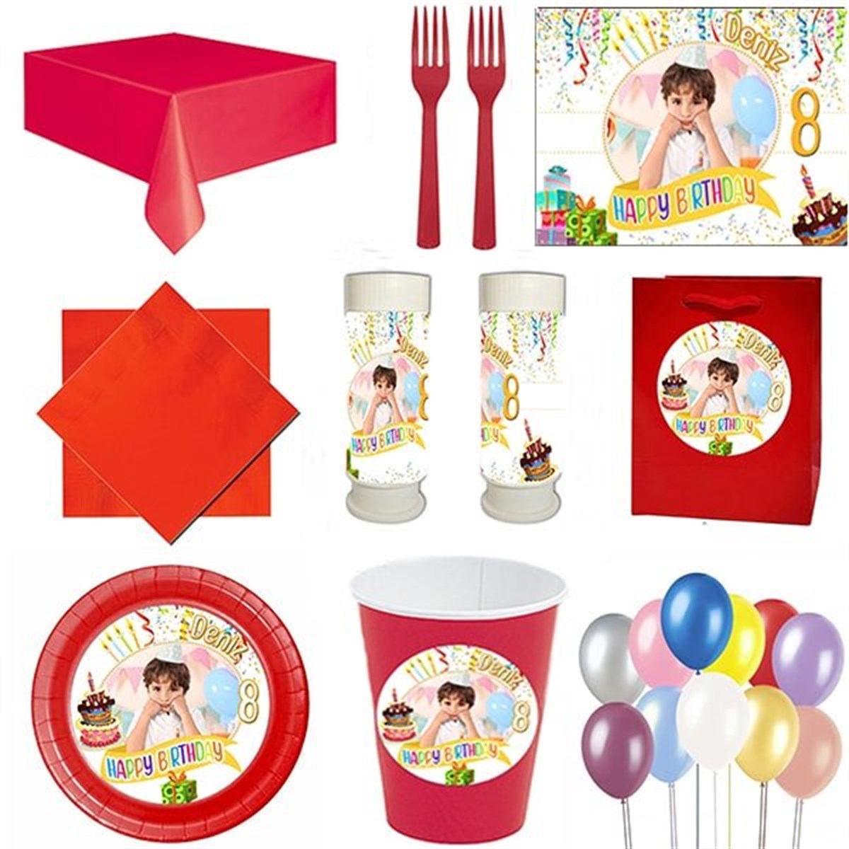 Kişiye Özel Happy Birthday 8 Kişilik Parti Seti