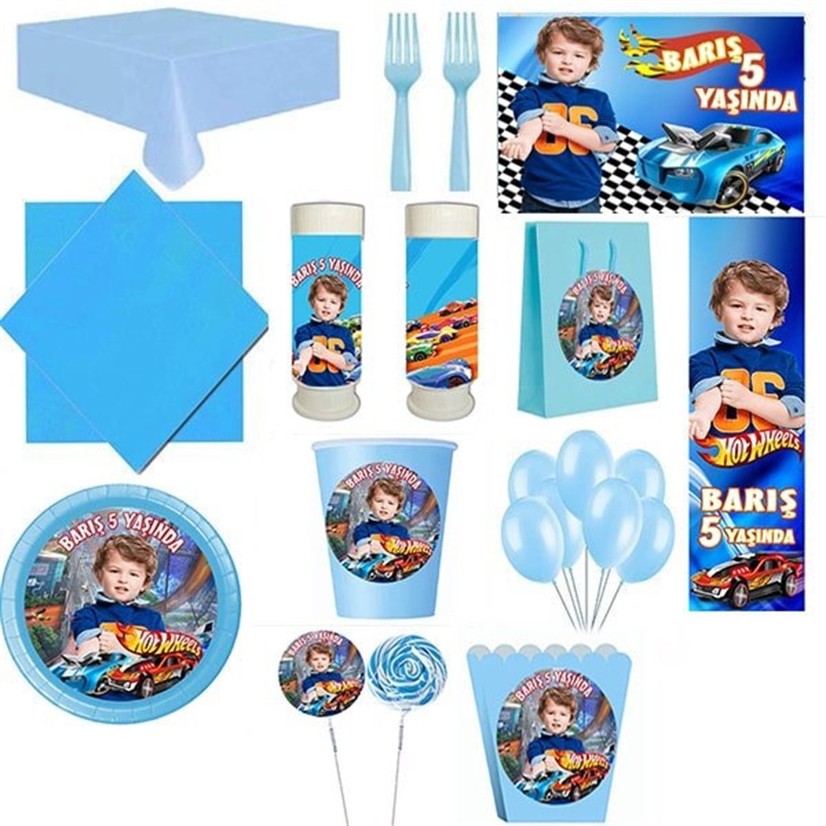 Kişiye Özel Hot Wheels 16 Kişilik Parti Seti