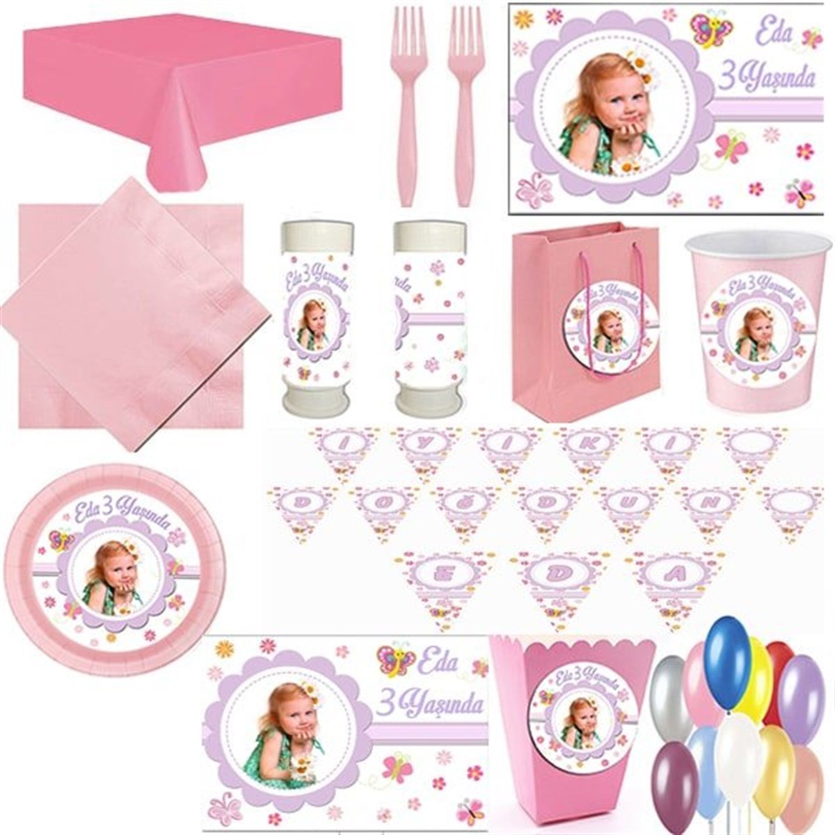 Kişiye Özel Kelebek 24 Kişilik Parti Seti