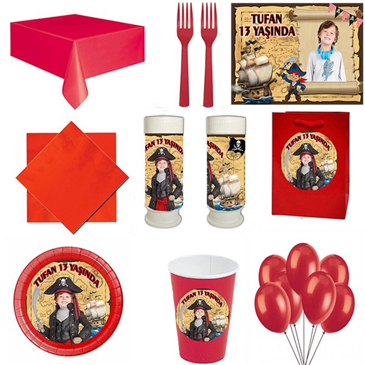 Kişiye Özel Korsan 8 Kişilik Parti Seti