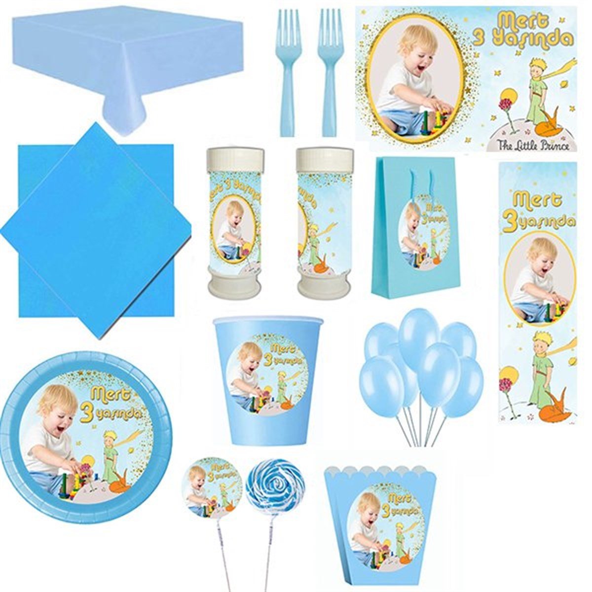 Kişiye Özel Küçük Prens 16 Kişilik Parti Seti