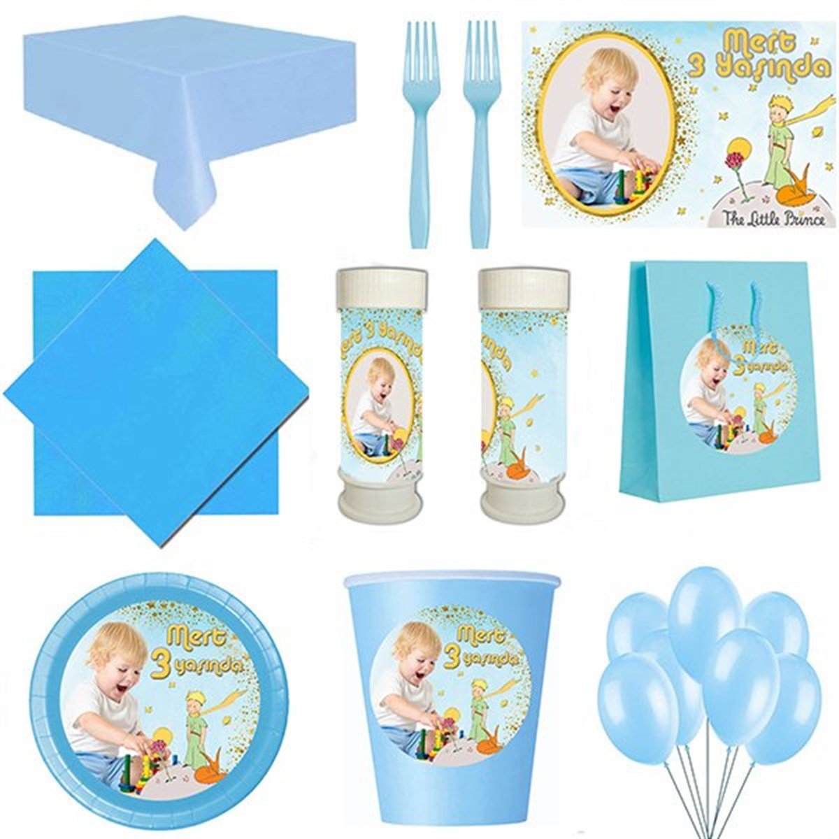 Kişiye Özel Küçük Prens 8 Kişilik Parti Seti