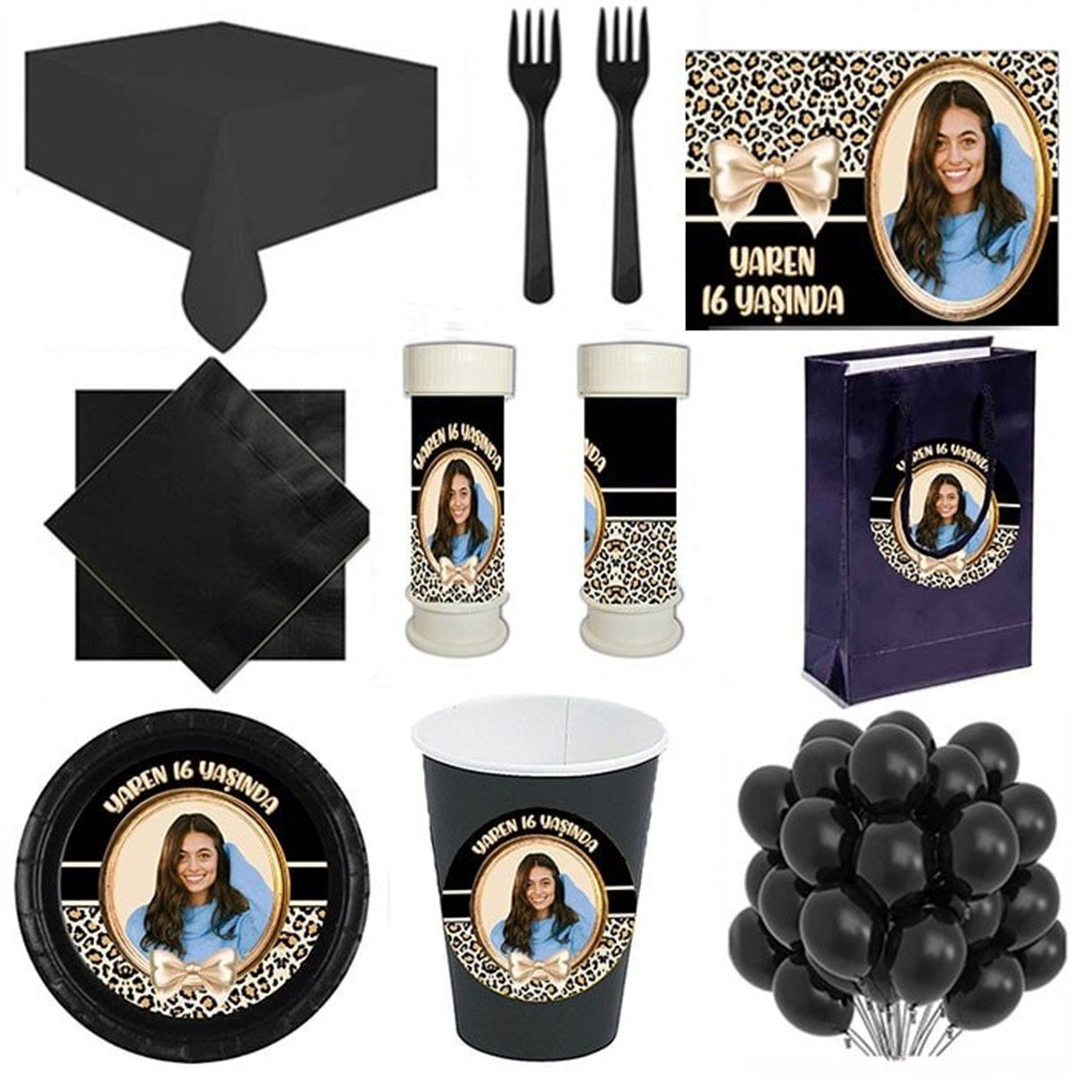 Kişiye Özel Leopar 8 Kişilik Parti Seti