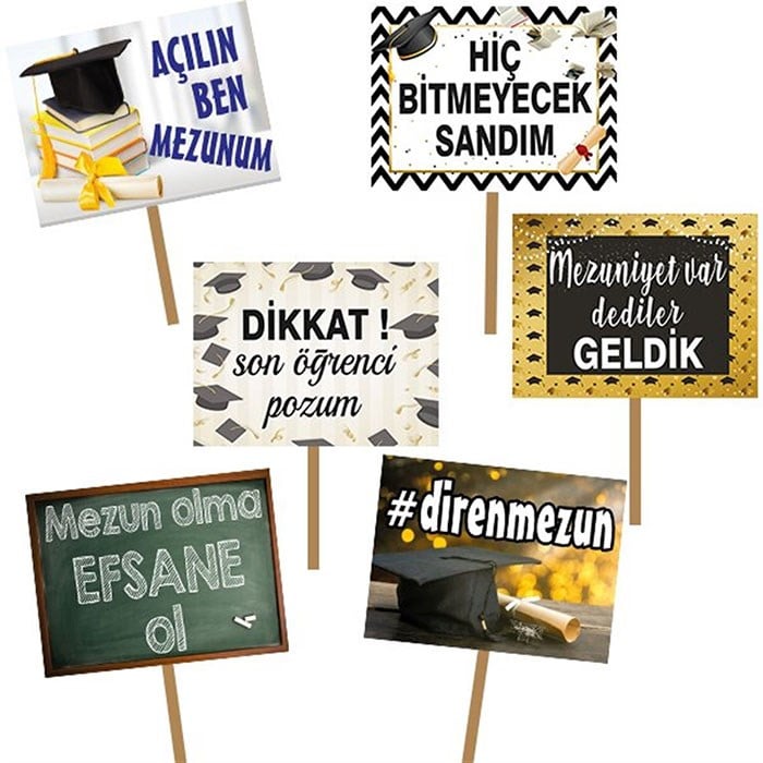 Kişiye Özel Mezuniyet El Pankartı 6 Adet