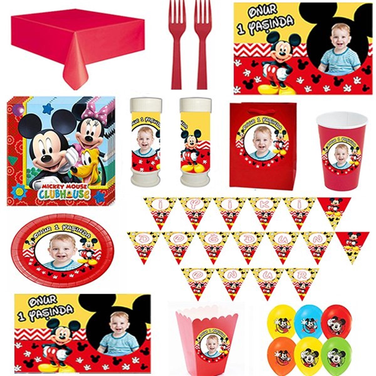 Kişiye Özel Mickey Mouse 24 Kişilik Parti Seti