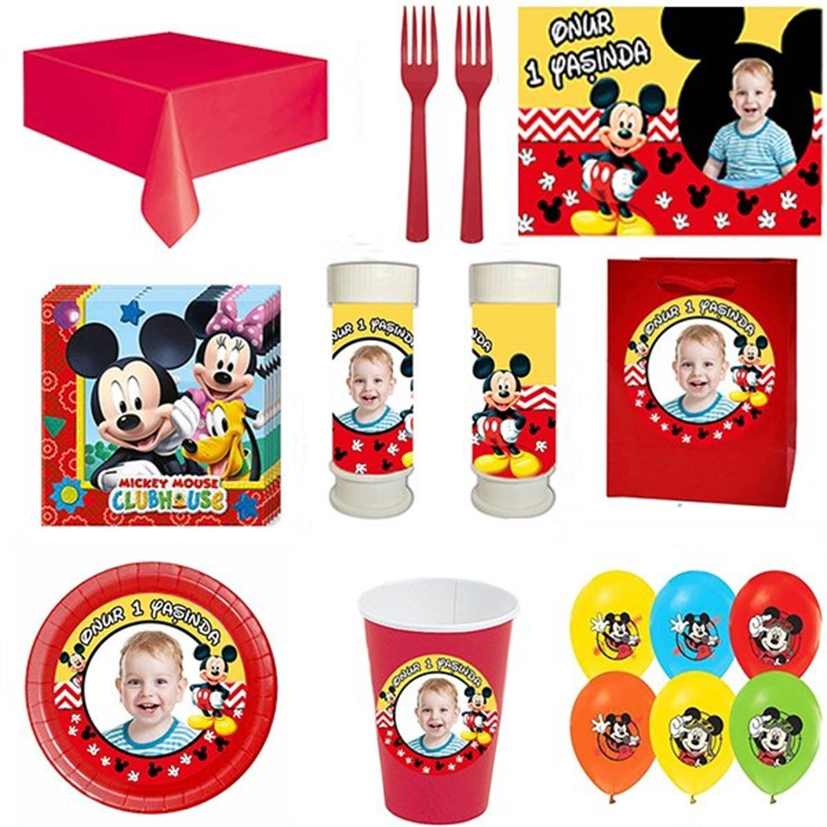 Kişiye Özel Mickey Mouse 8 Kişilik Parti Seti
