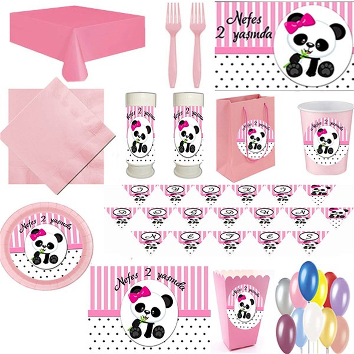 Kişiye Özel Panda 24 Kişilik Parti Seti