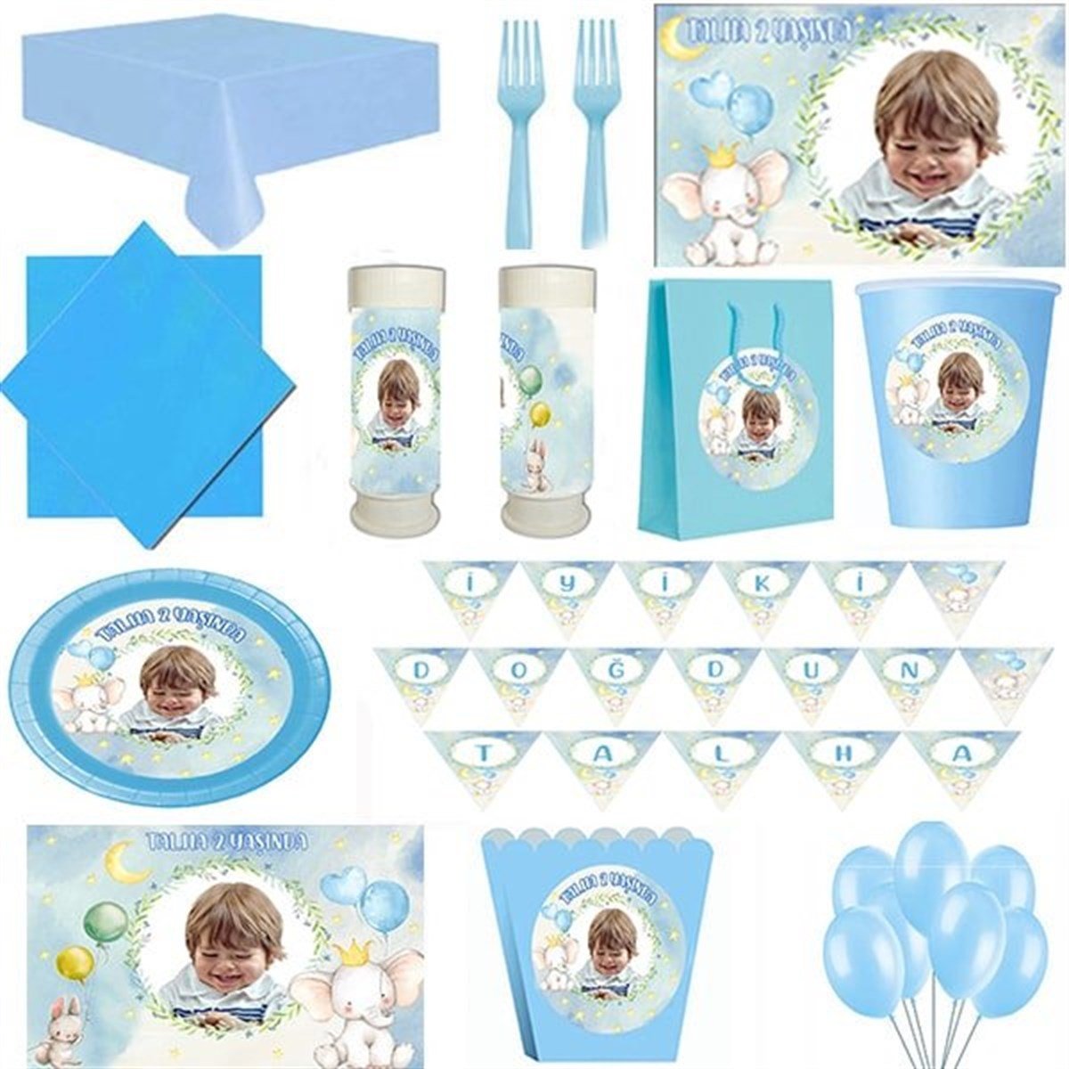 Kişiye Özel Sevimli Fil 24 Kişilik Parti Seti