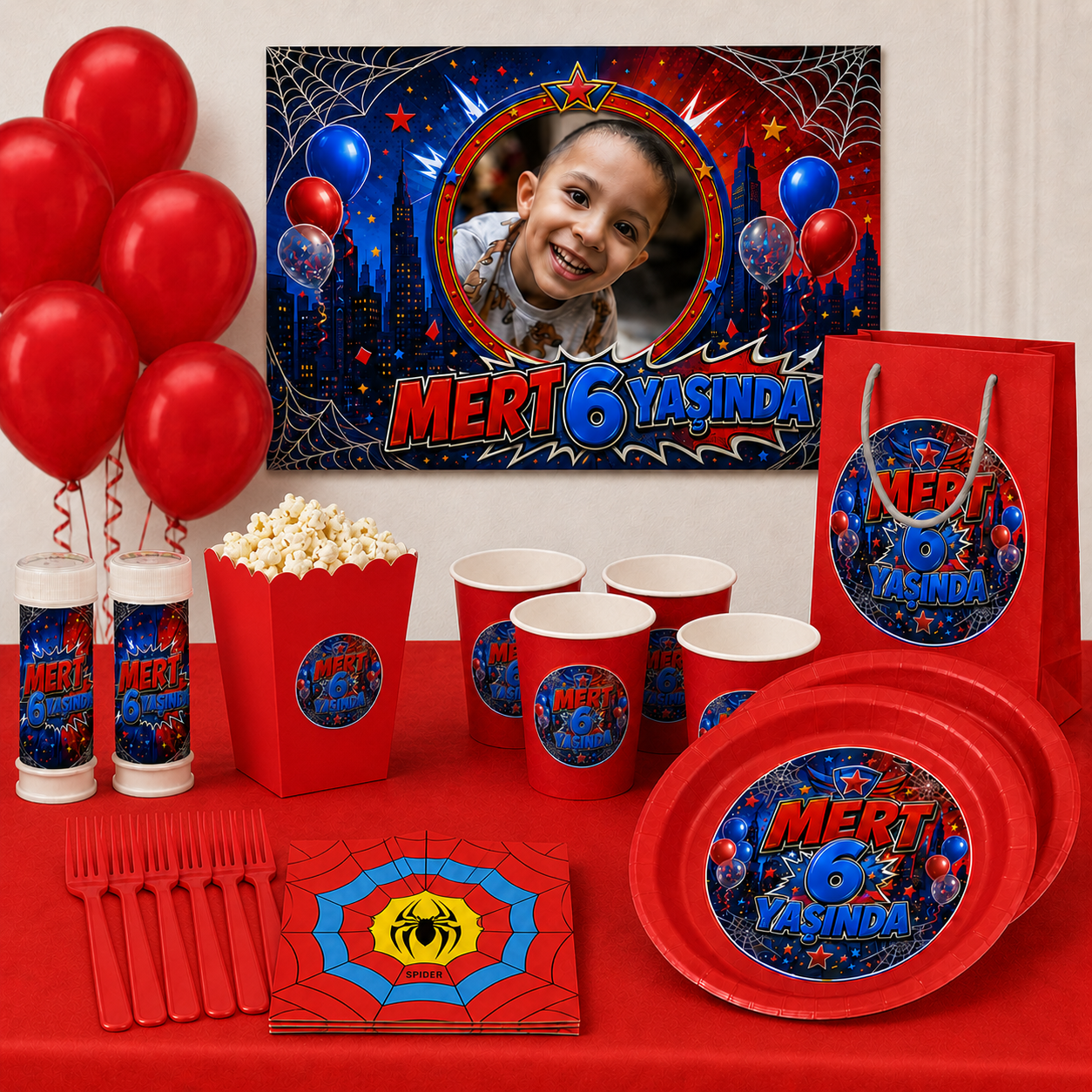 Spiderman KonseptiKişiye Özel Spiderman 16 Kişilik Parti Seti