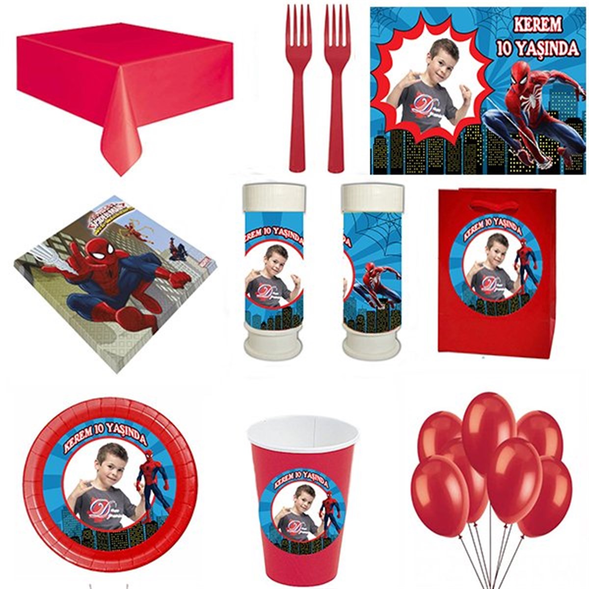 Kişiye Özel Spiderman 8 Kişilik Parti Seti