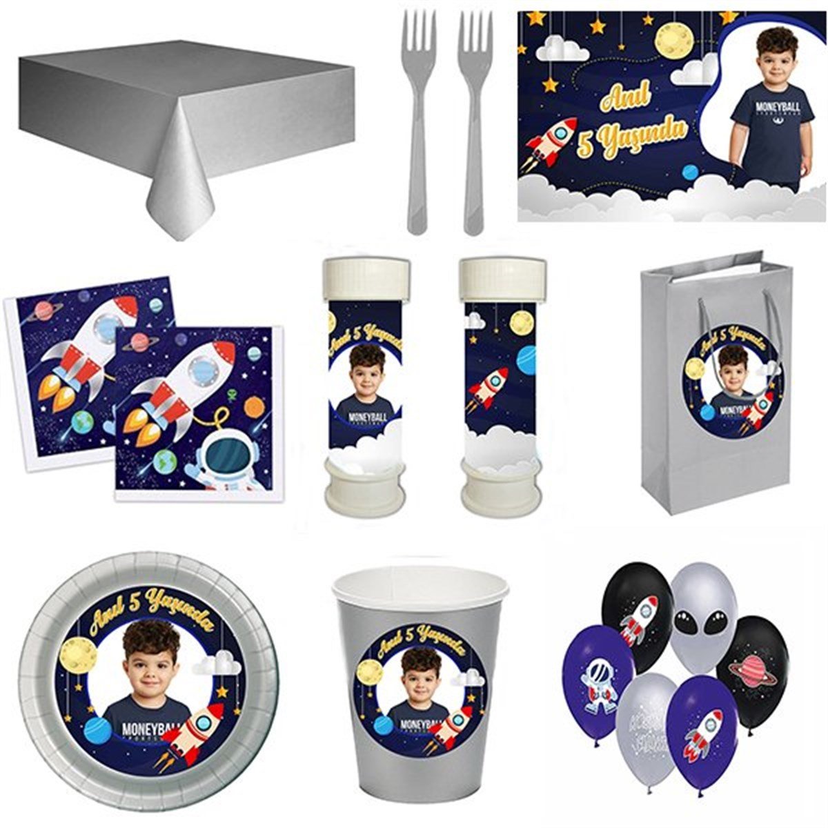 Kişiye Özel Uzay 8 Kişilik Parti Seti