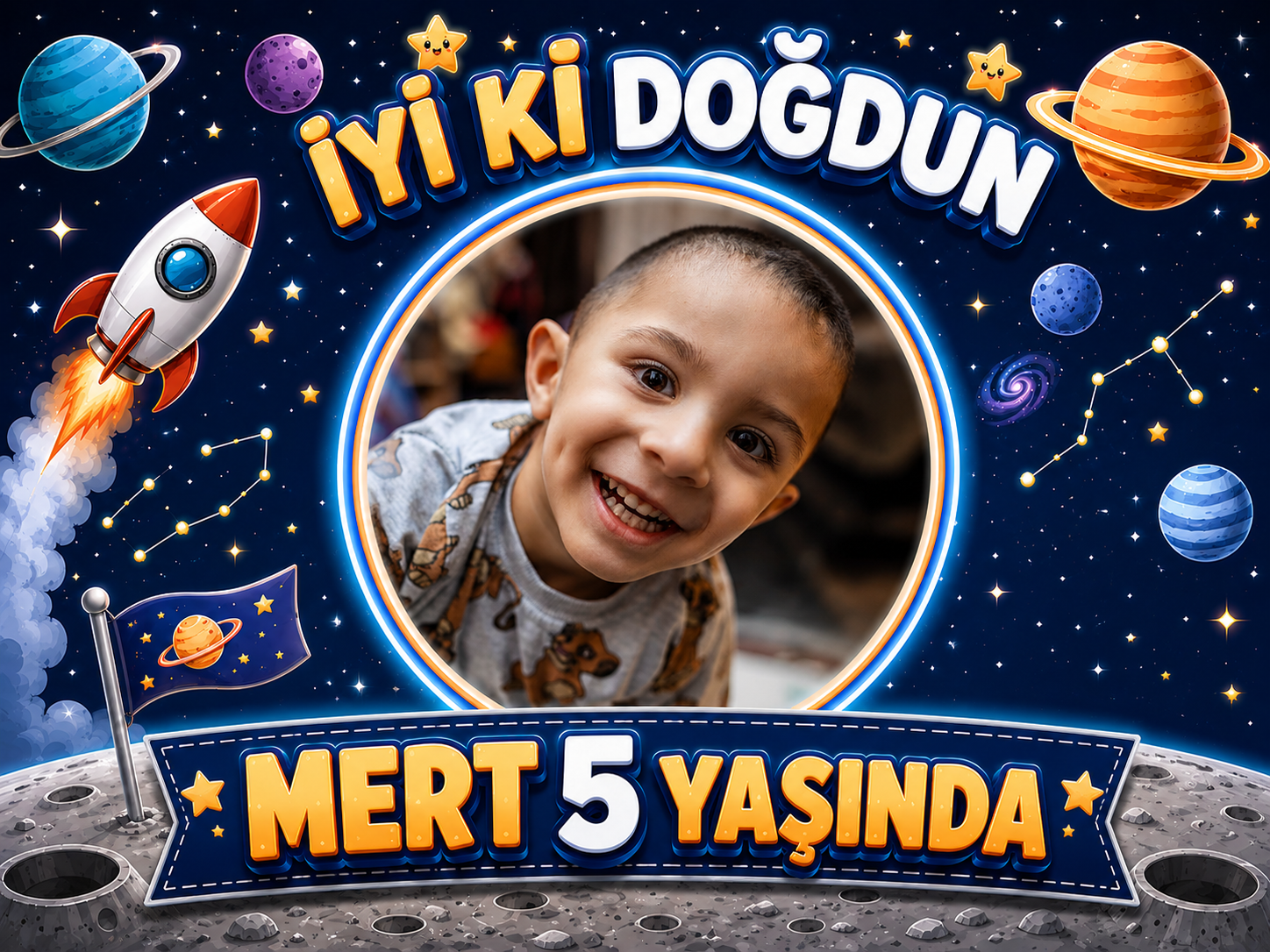 Uzay KonseptiKişiye Özel Uzay Temalı Doğum Günü Afiş
