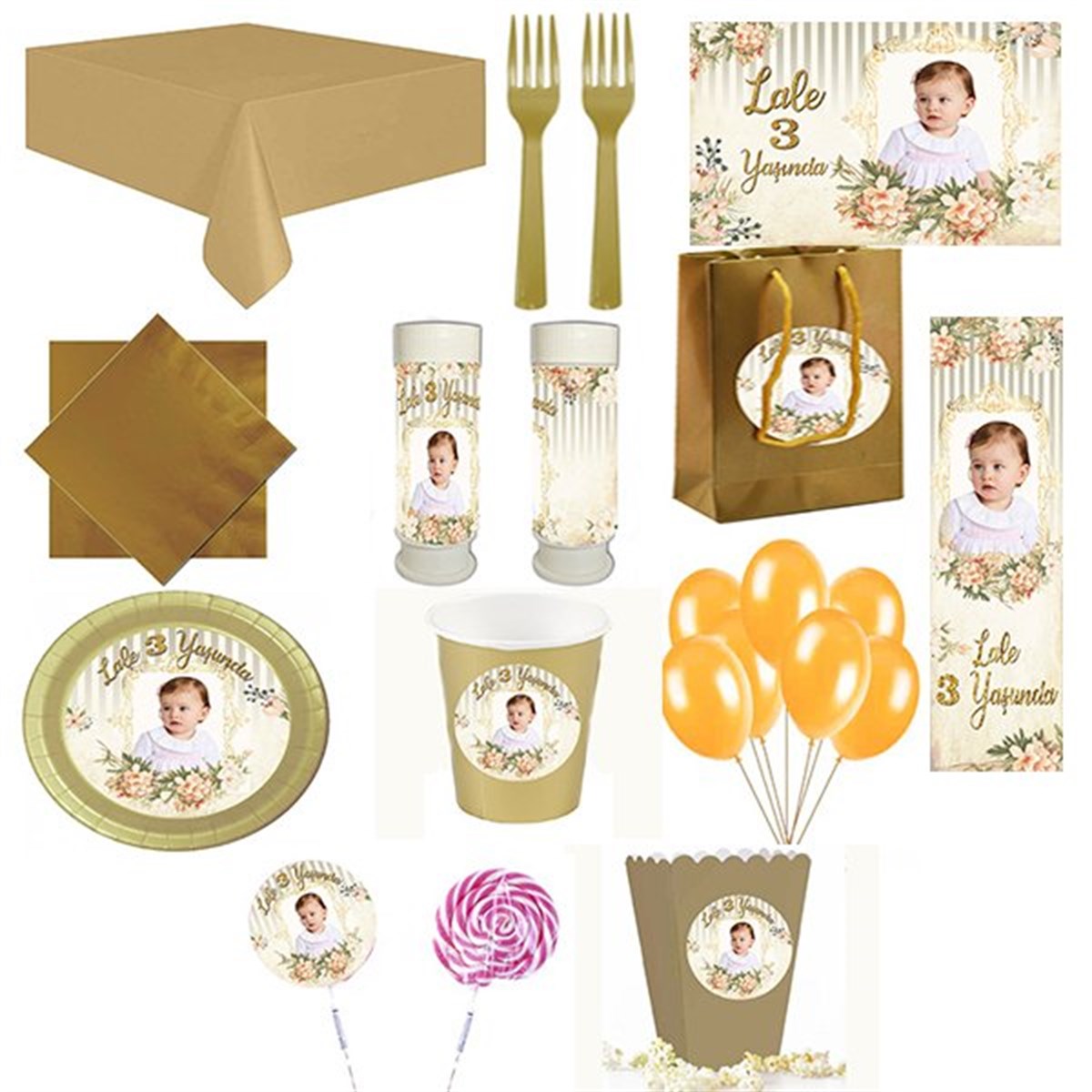 Kişiye Özel Vintage 16 Kişilik Parti Seti