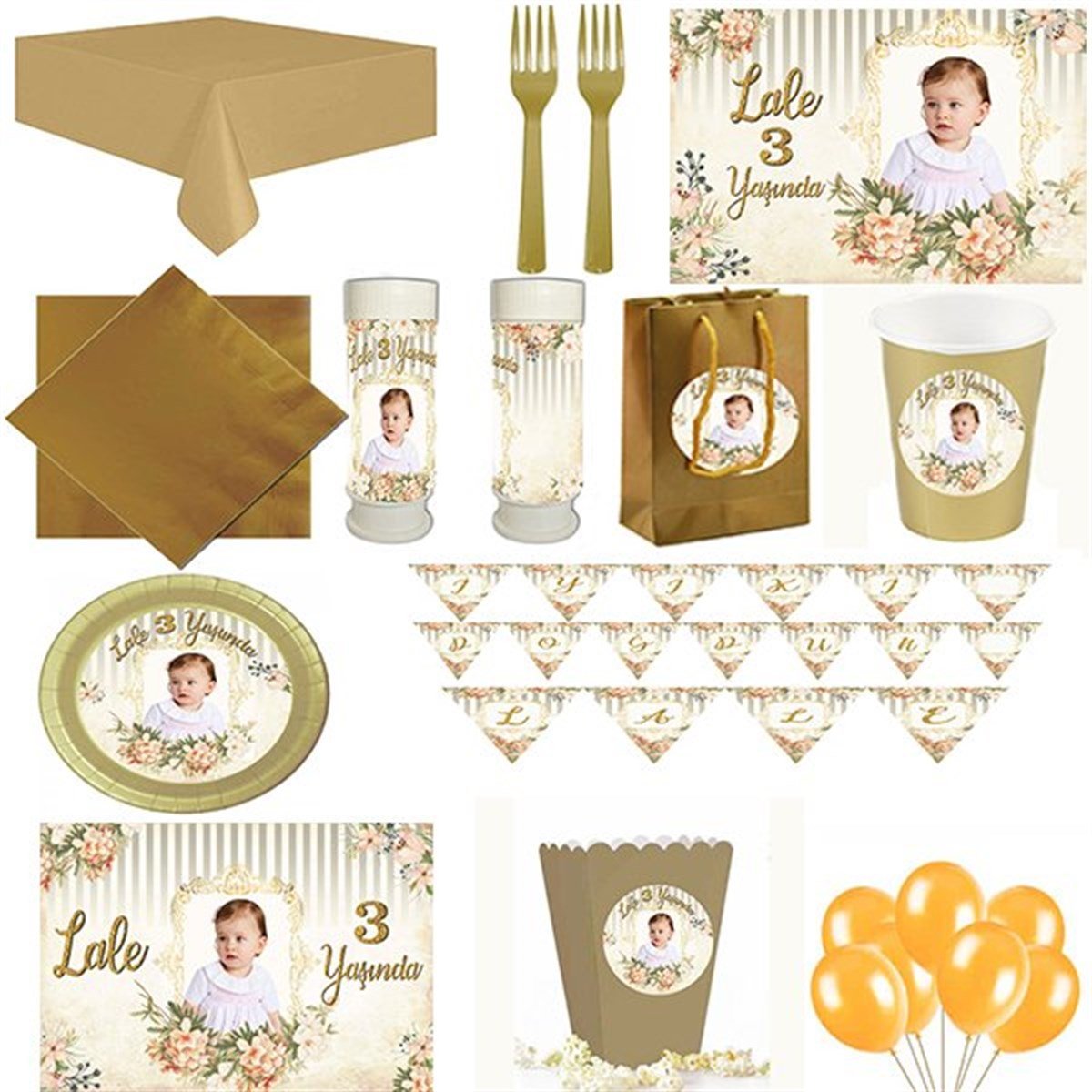 Kişiye Özel Vintage 24 Kişilik Parti Seti