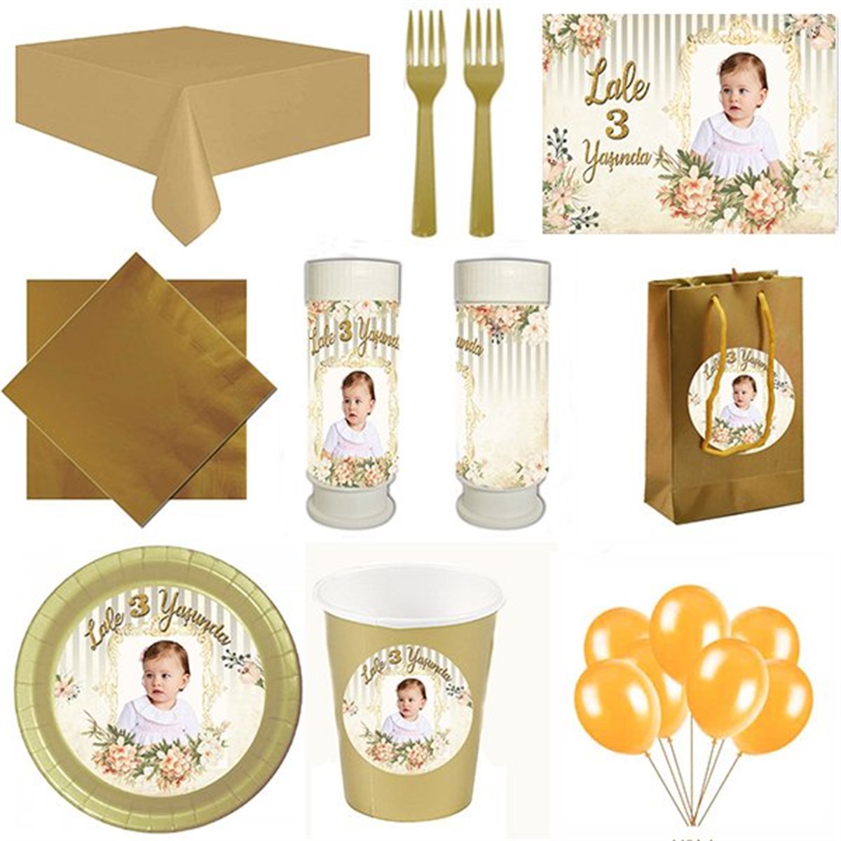 Kişiye Özel Vintage 8 Kişilik Parti Seti